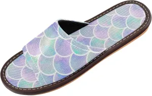 GuoChe Watercolor Rainbow Scales Of Mermaid Pattern Ultralight Non-Slip Womens Bathroom Shower Slippers