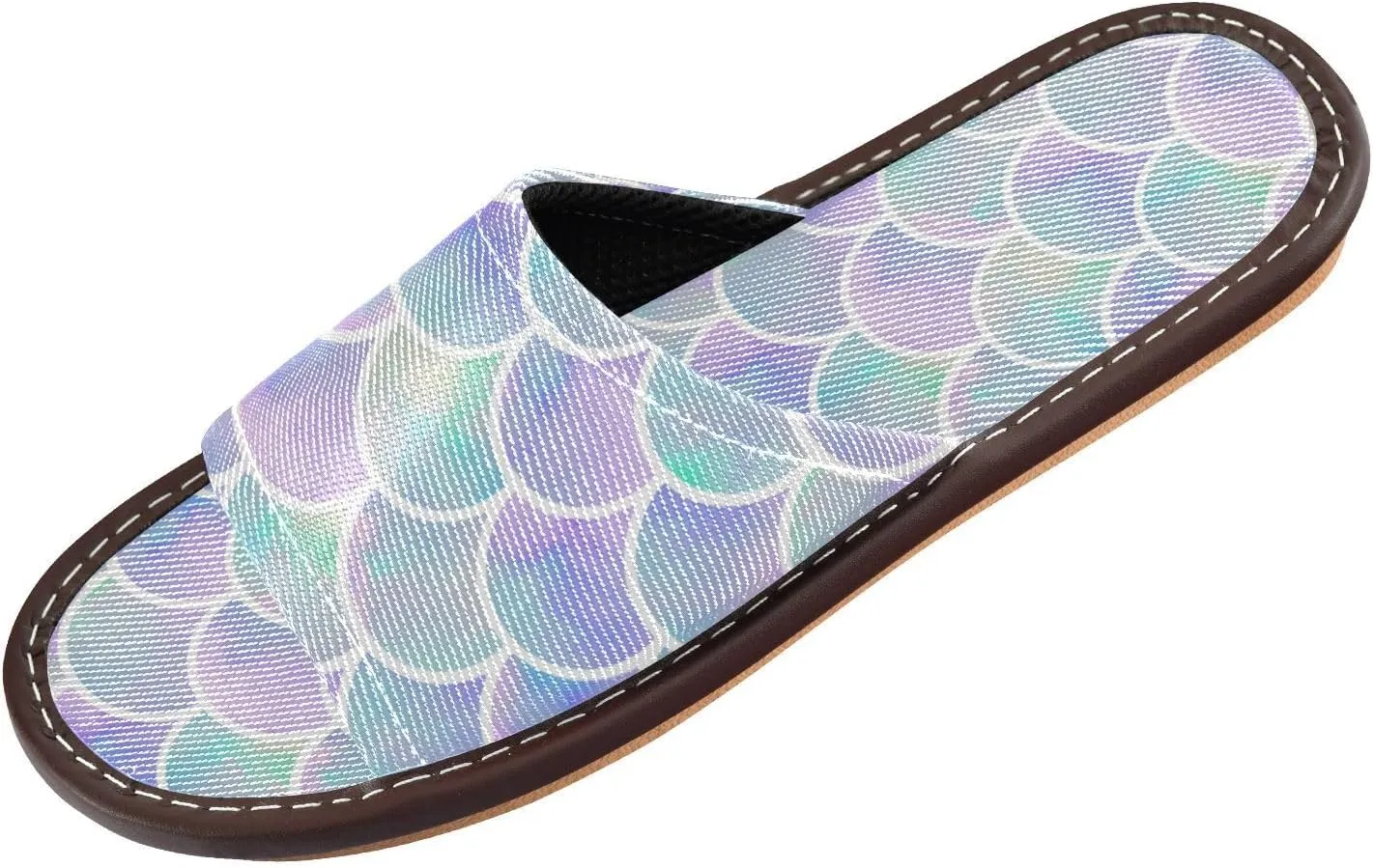 GuoChe Watercolor Rainbow Scales Of Mermaid Pattern Ultralight Non-Slip Womens Bathroom Shower Slippers