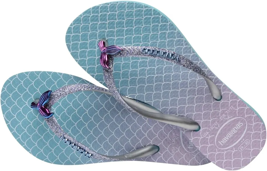 Havaianas Girl's Kids Slim Glitter Sandal Blue Flip Flop