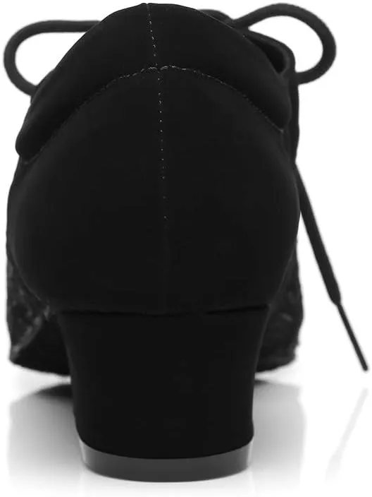 HIPPOSEUS Women's Lace up Practice Dance Shoes Chunky Heel Ballroom Dance Teacher Training Shoes,Model YCL