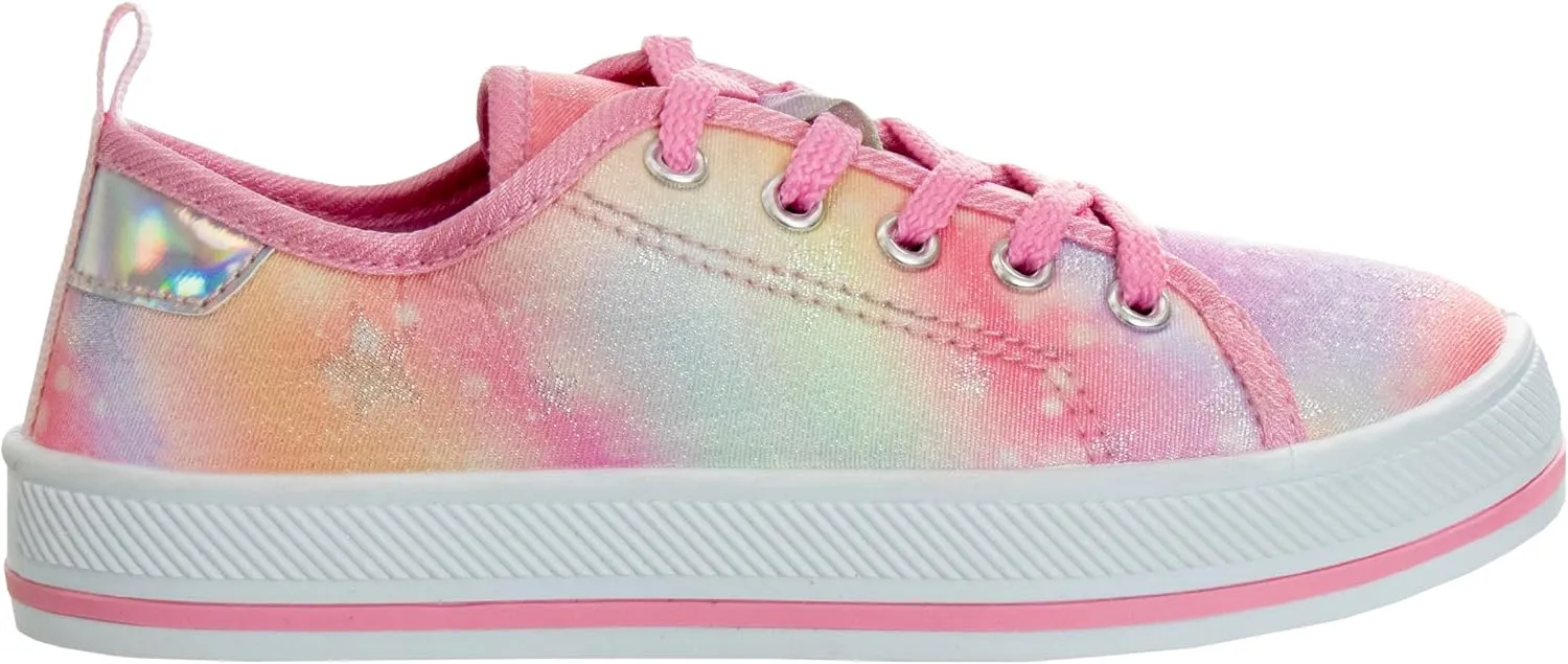 Josmo Girls Casual Fashion Sneakers - Laceup Tiedye Design Canvas Shoes (Little Kid - Big Kid)