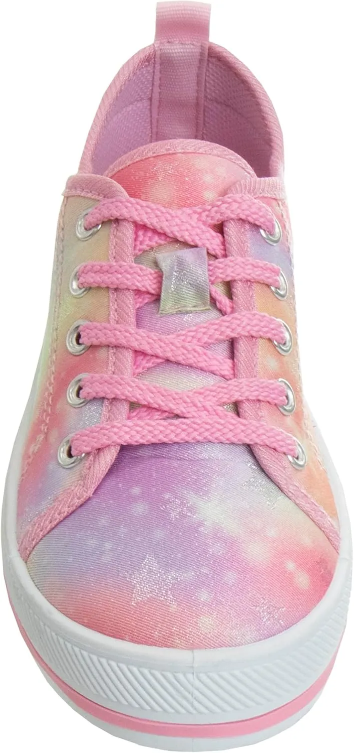 Josmo Girls Casual Fashion Sneakers - Laceup Tiedye Design Canvas Shoes (Little Kid - Big Kid)