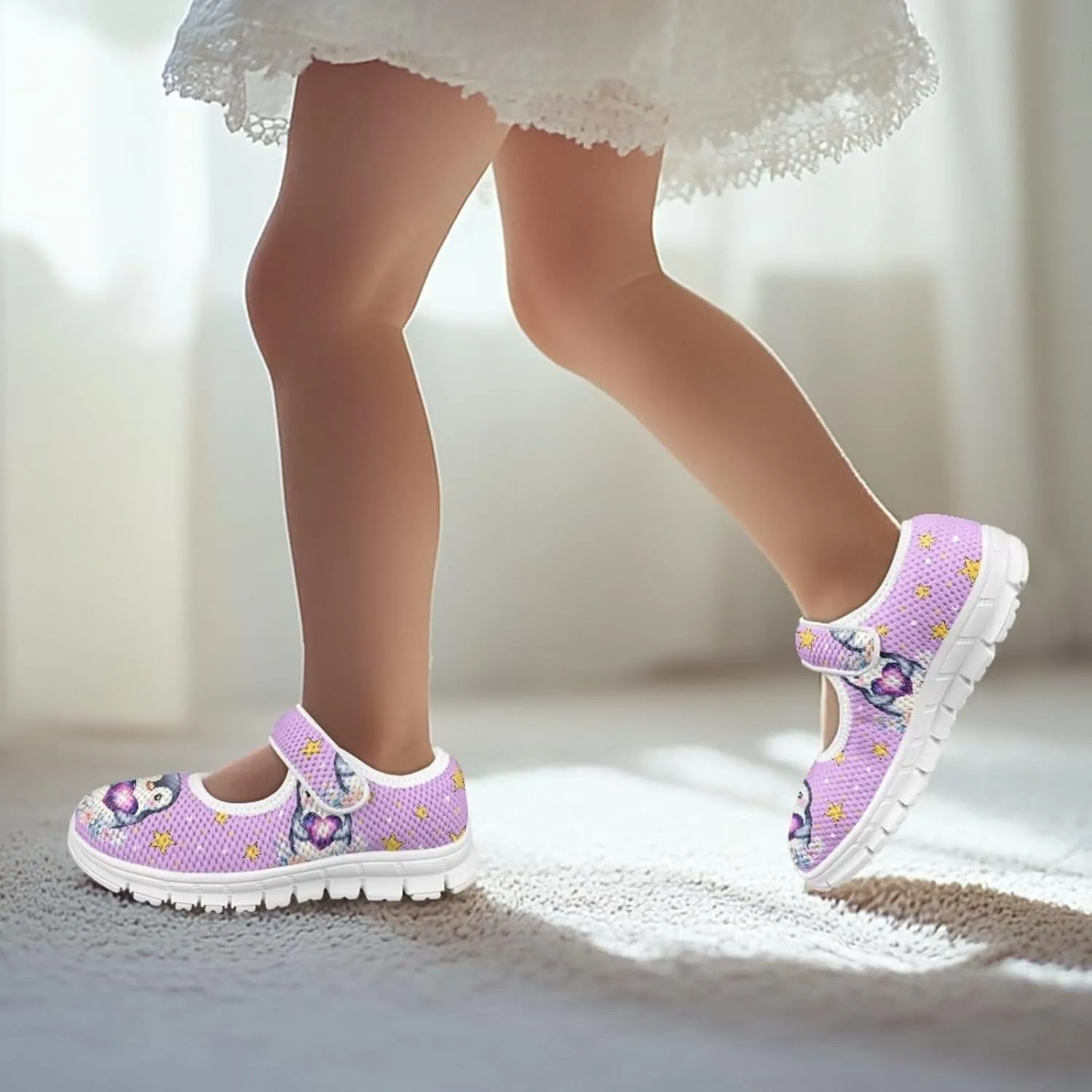 JoyLamoria Purple Mermaid Scales Print Toddler Little Flat Dress Shoes,Mary Jane Shoes Princess Birthday School Shoes for Girls Size 11-2.5