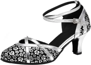 JUODVMP Women's Closed Toe Dance Heels Satin Latin Ballroom Dance Shoes YCL323