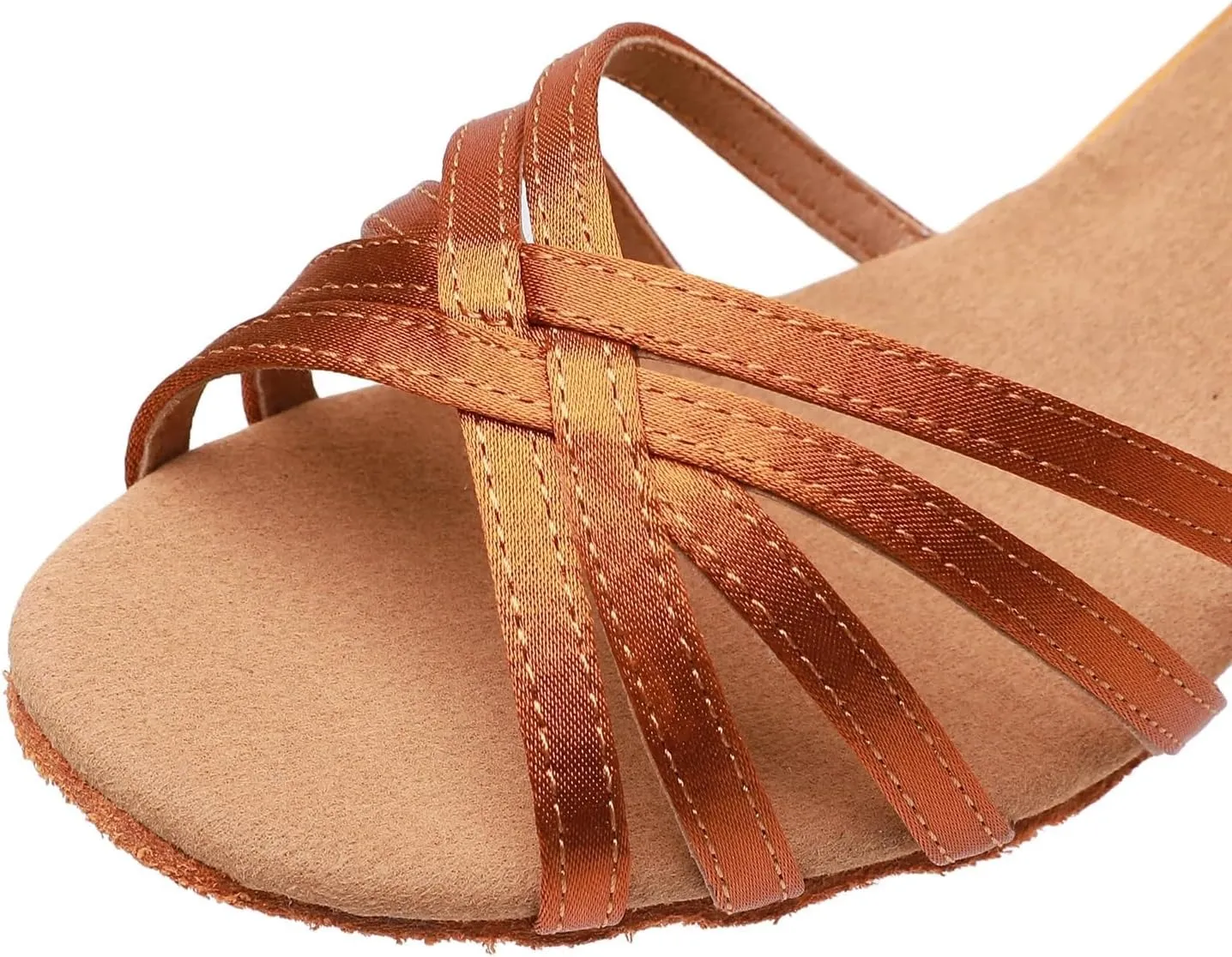 Latin Dance Shoes for Women Woman Latin Dance Shoes Ladies Girls Ballroom Professional Dancing Shoes Sneaker 5/7cm Soft Sole(Light Brown 7cm,38)