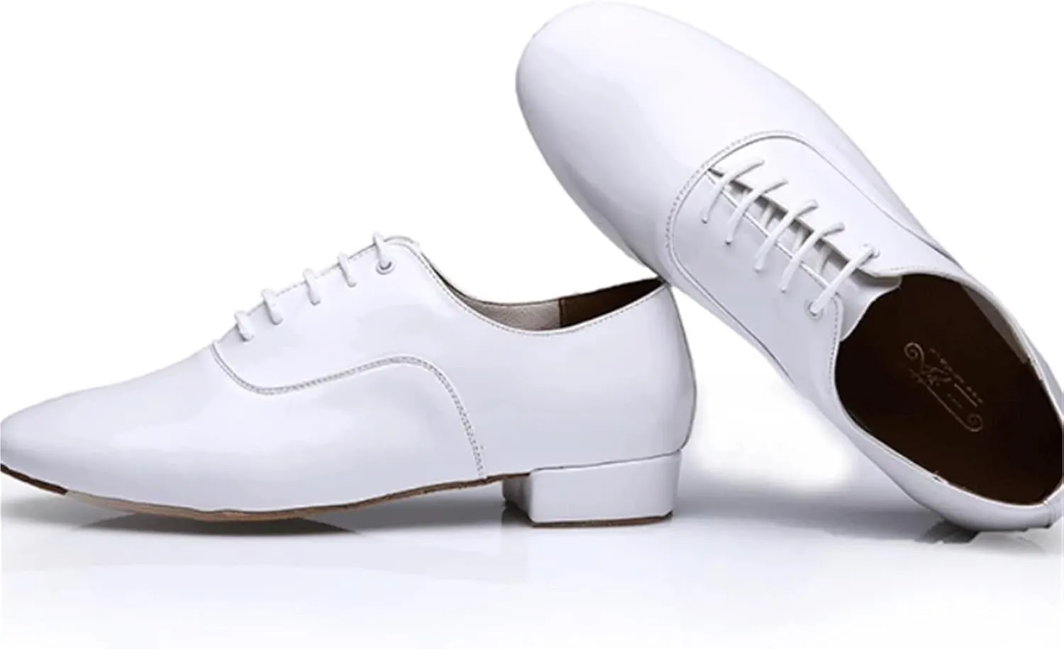 Latin Dance Shoes Man Male Sneaker Men's Latin Dance Shoes Modern Dance Hall Tango Man National Standard Dance Shoes(Black Glossy,43)
