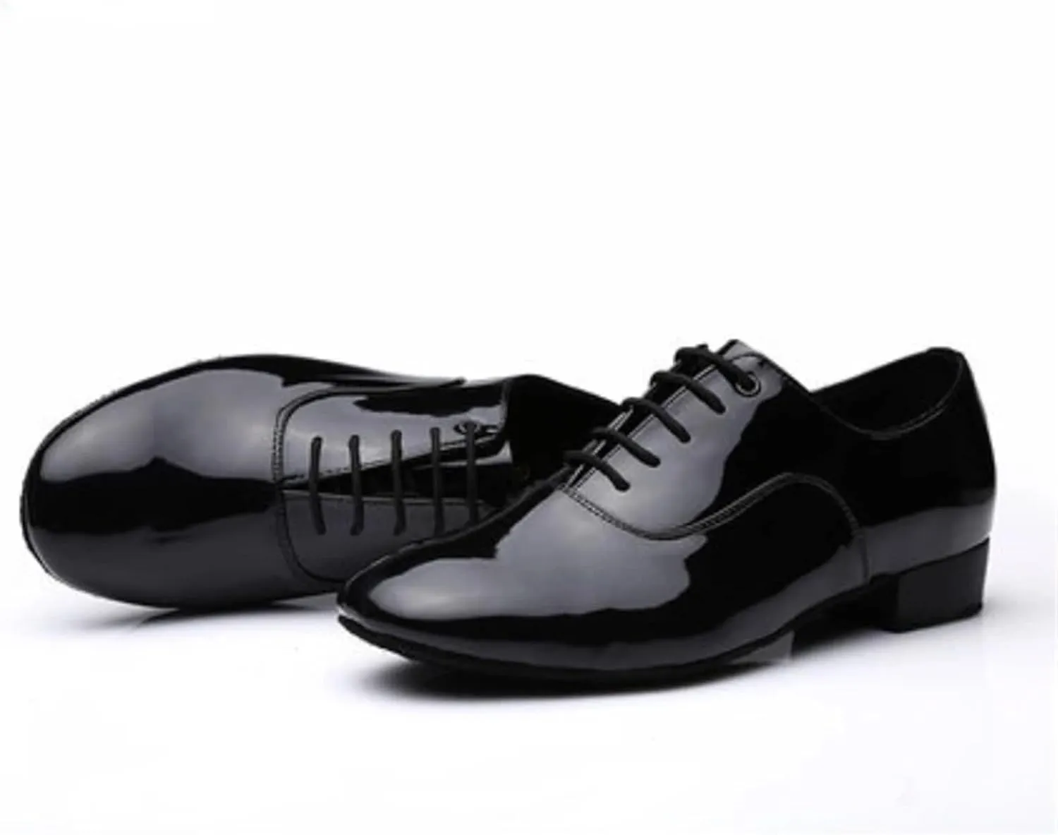 Latin Dance Shoes Man Male Sneaker Men's Latin Dance Shoes Modern Dance Hall Tango Man National Standard Dance Shoes(Black Glossy,43)