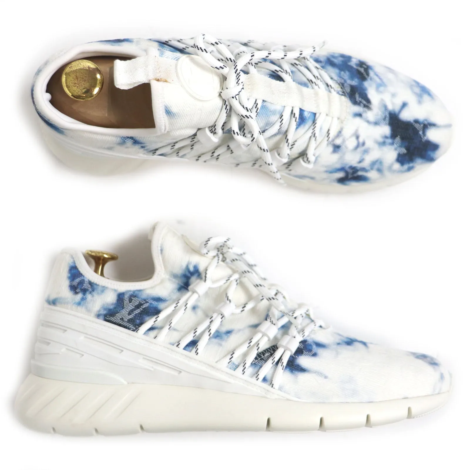 LOUIS VUITTON sneakers Monogram denim White blue Fast Lane Line Monogram 7
