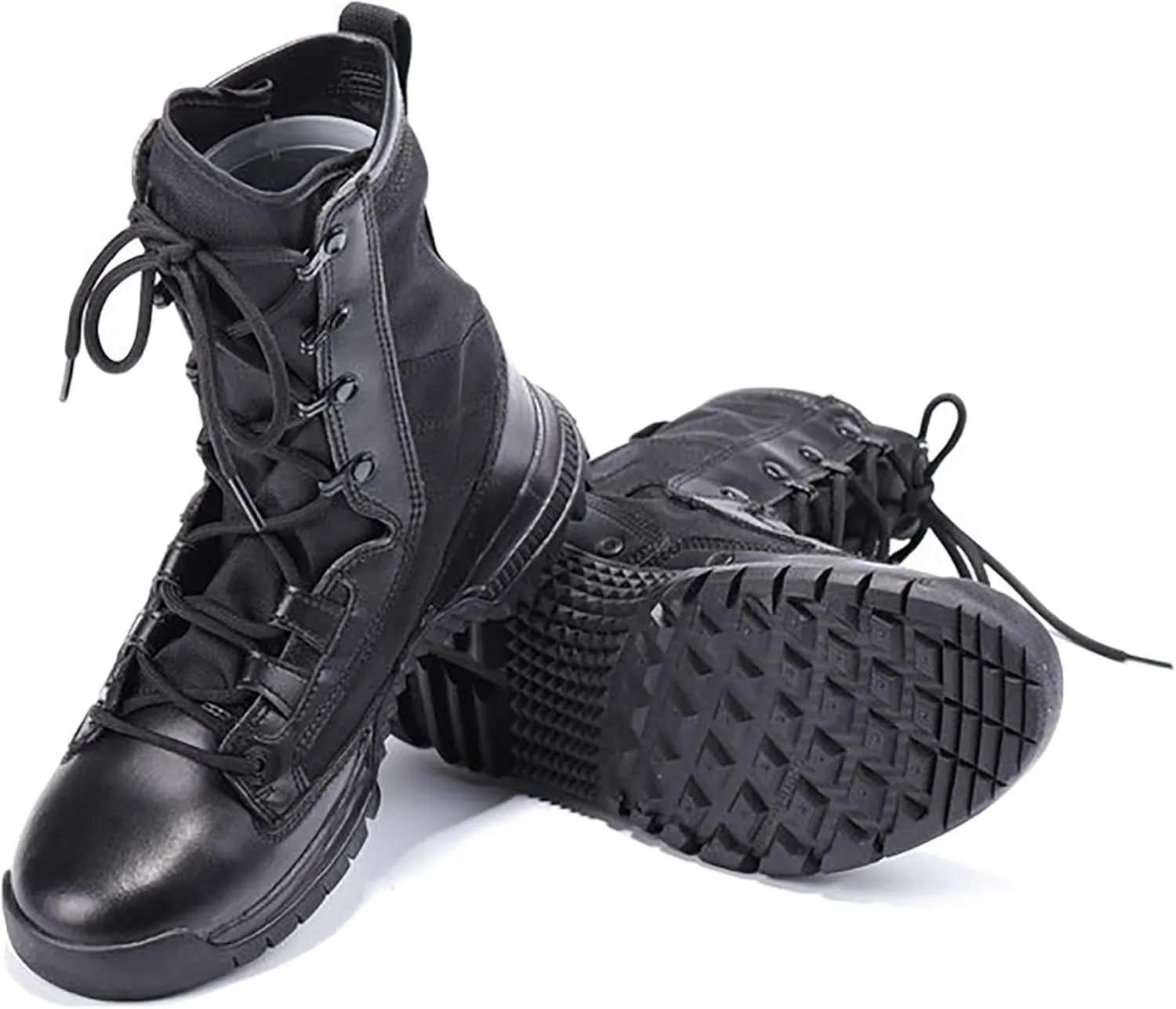 Men Military Tactical Combat Boots Outdoor Walking Camping Lace-up Boots Trekking Hiking Shoes Lightweight and Breathable,Black-40
