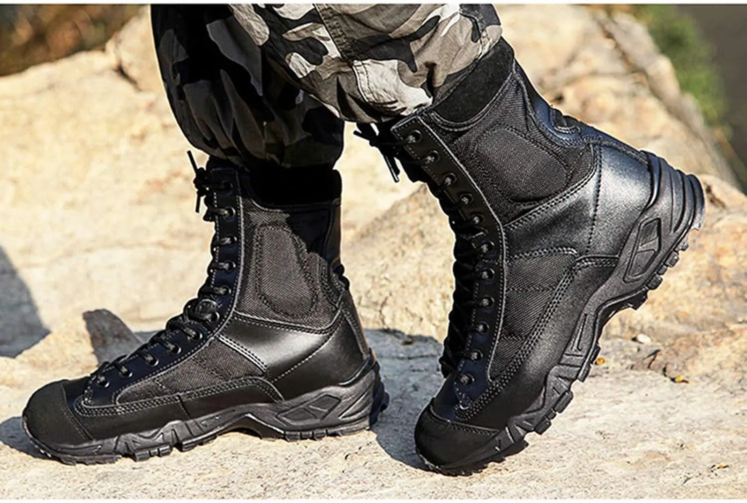Men Ultralight Ankle Boots Breathable Military Tactics Army Combat Boot Outdoor Hiking Treking Desert Boots Anti-Collision Toe Head,Black-43