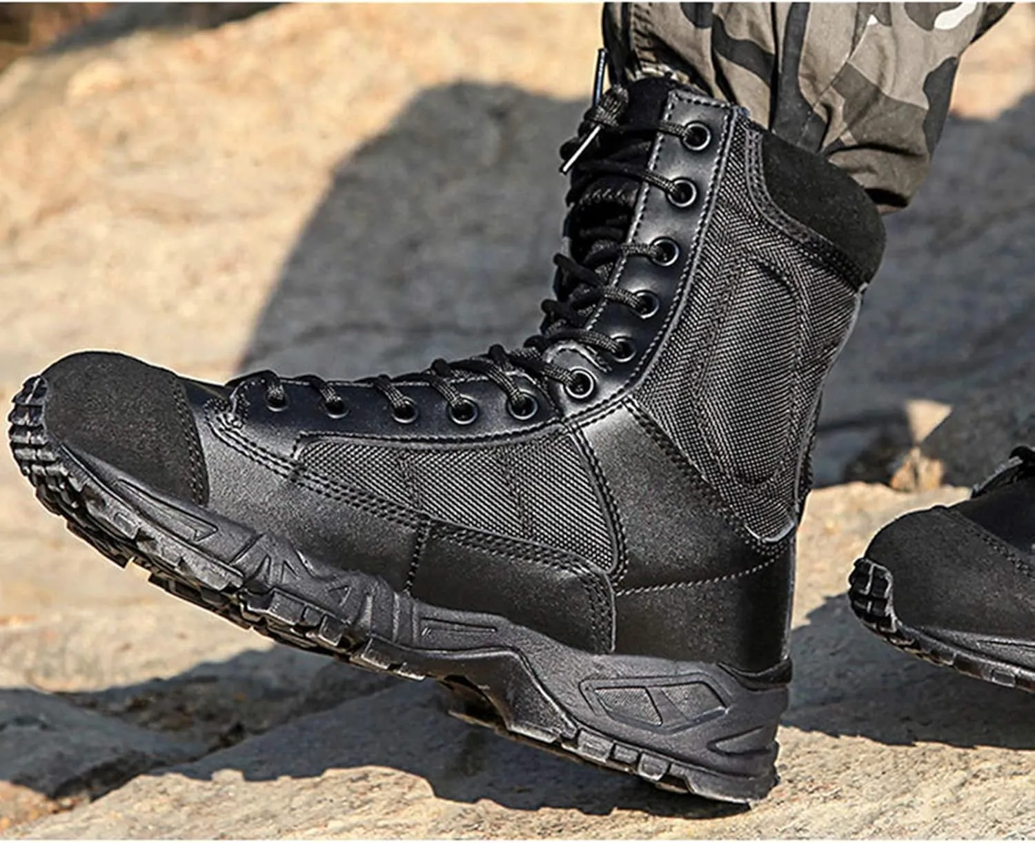 Men Ultralight Ankle Boots Breathable Military Tactics Army Combat Boot Outdoor Hiking Treking Desert Boots Anti-Collision Toe Head,Black-43