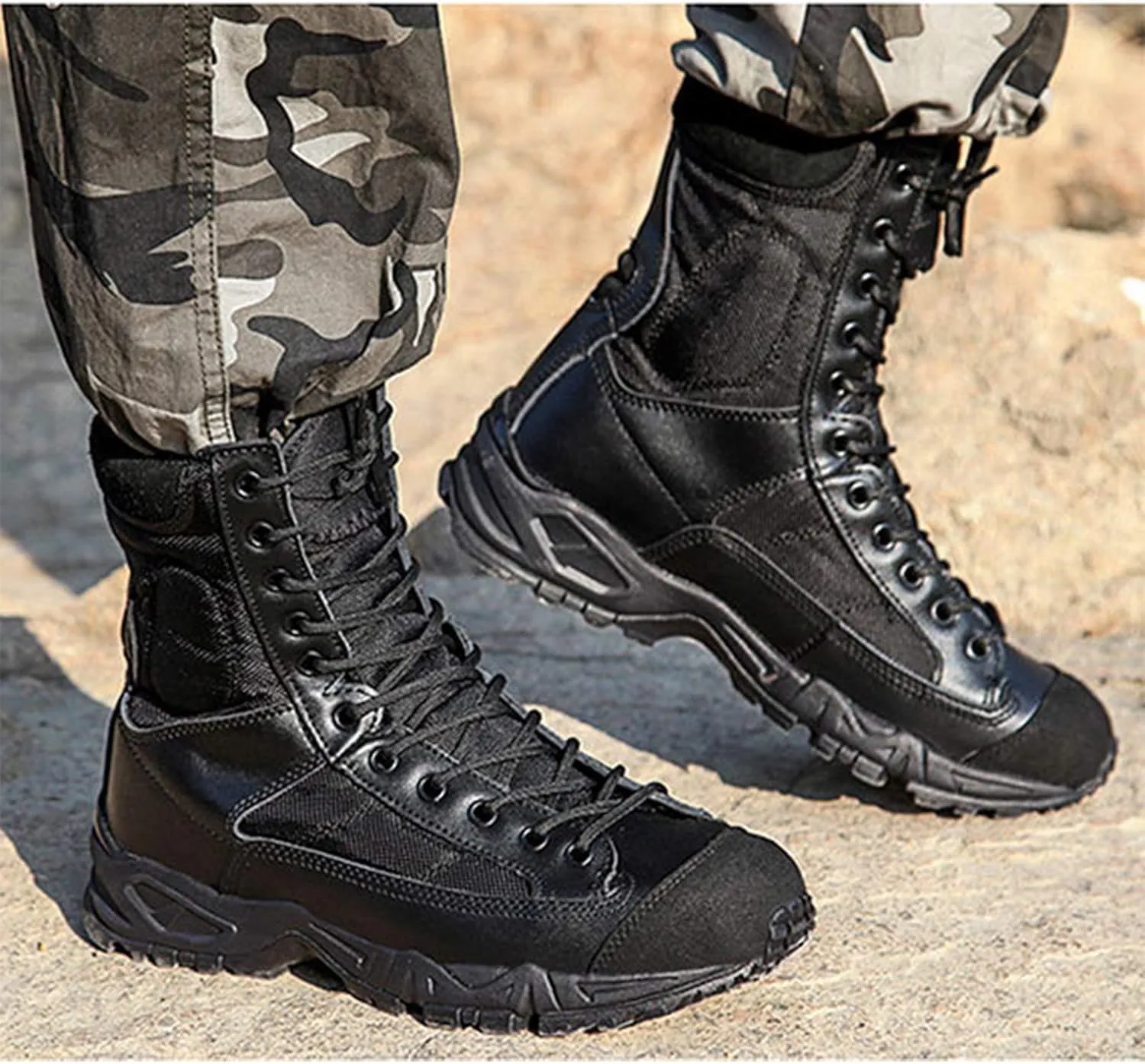 Men Ultralight Ankle Boots Breathable Military Tactics Army Combat Boot Outdoor Hiking Treking Desert Boots Anti-Collision Toe Head,Black-43