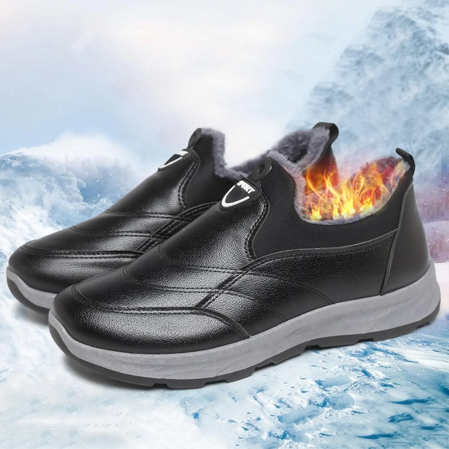 Men Work Boots with Zipper Hiking Sneakers Shoes with Fur Lined Womens Safety Shoes Wide Width Lightweight Outdoor Botas Mid Ankle Work Casual Hike Grounded Footwear