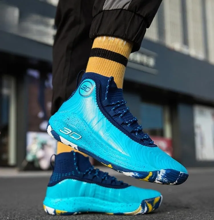 Men's Basketball Shoes Fashion Printed Leather Sneakers Youth