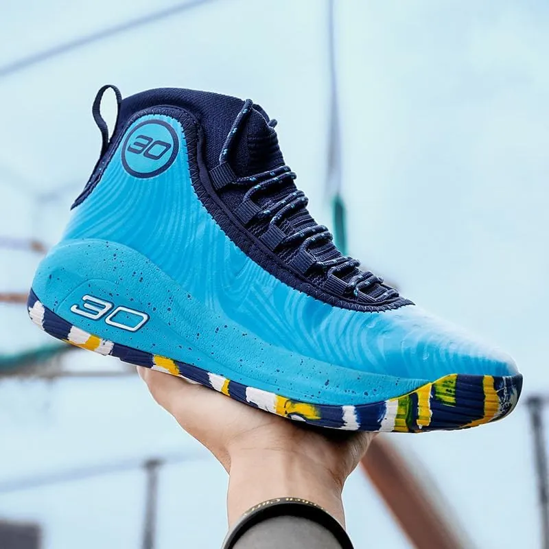 Men's Basketball Shoes Fashion Printed Leather Sneakers Youth