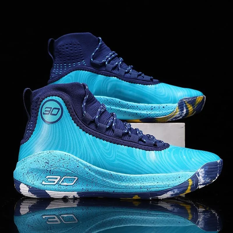 Men's Basketball Shoes Fashion Printed Leather Sneakers Youth