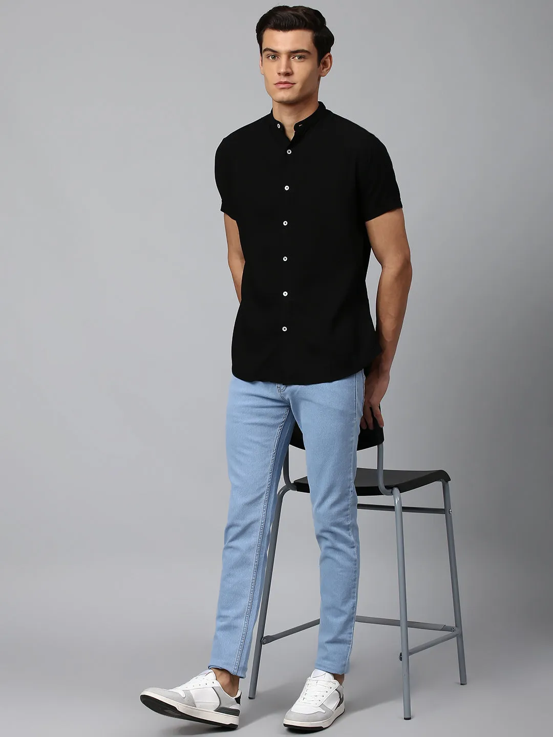 Men's Black Slim Fit  Casual Shirt