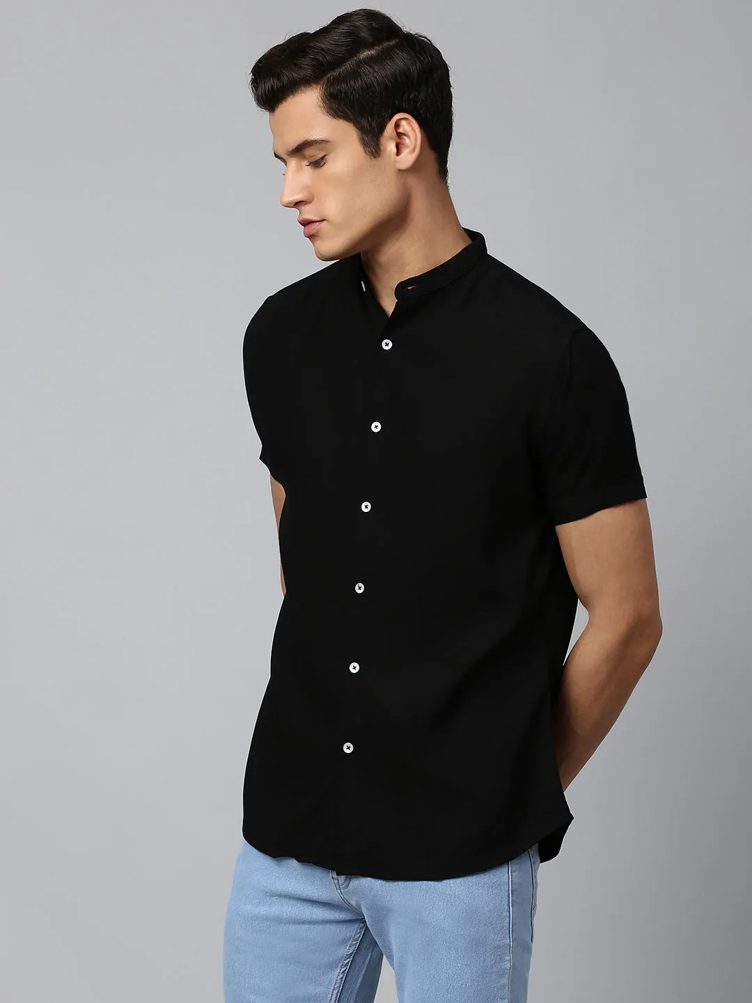 Men's Black Slim Fit  Casual Shirt