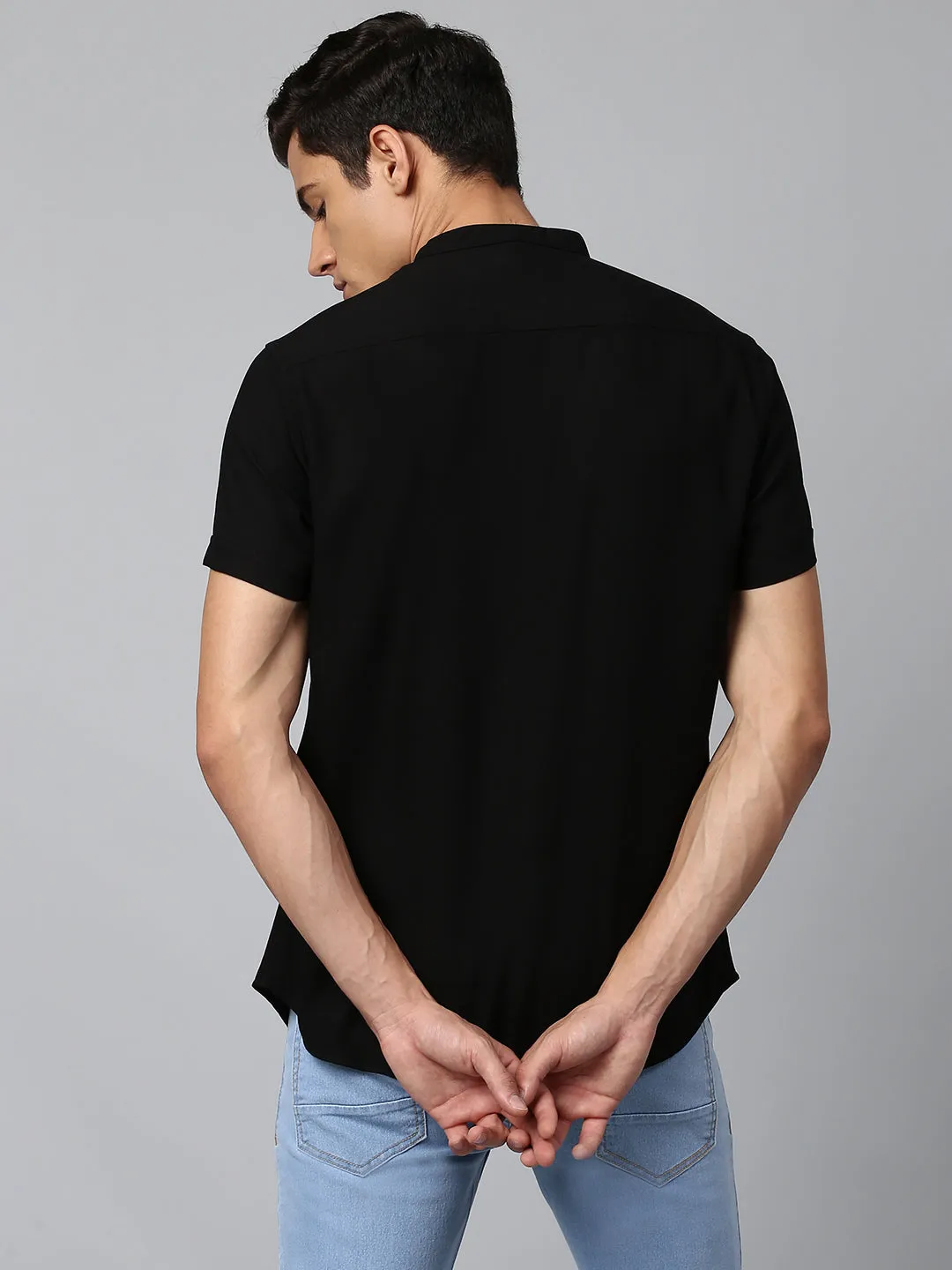 Men's Black Slim Fit  Casual Shirt