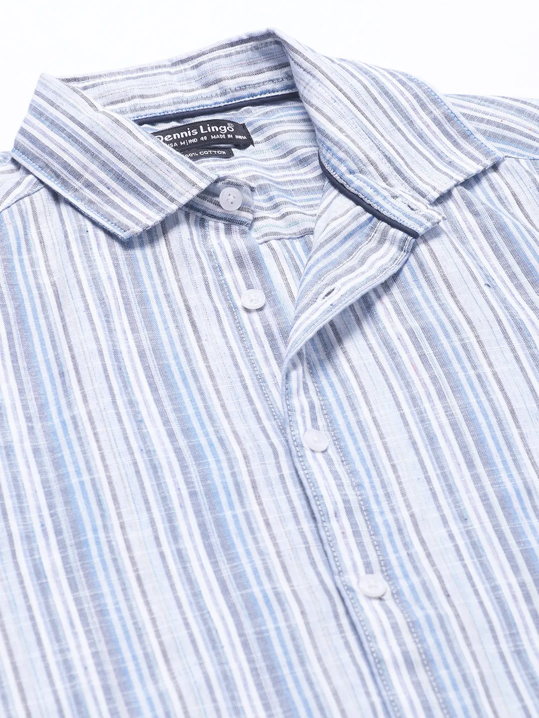 Men's Blue Striped Half Sleeves Casual Shirt