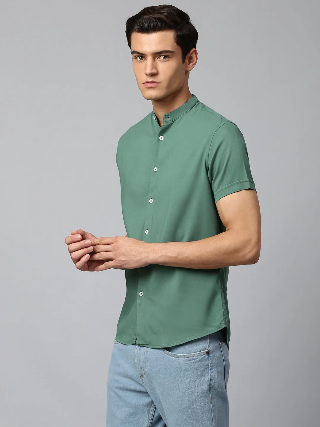 Men's Green Slim Fit  Casual Shirt
