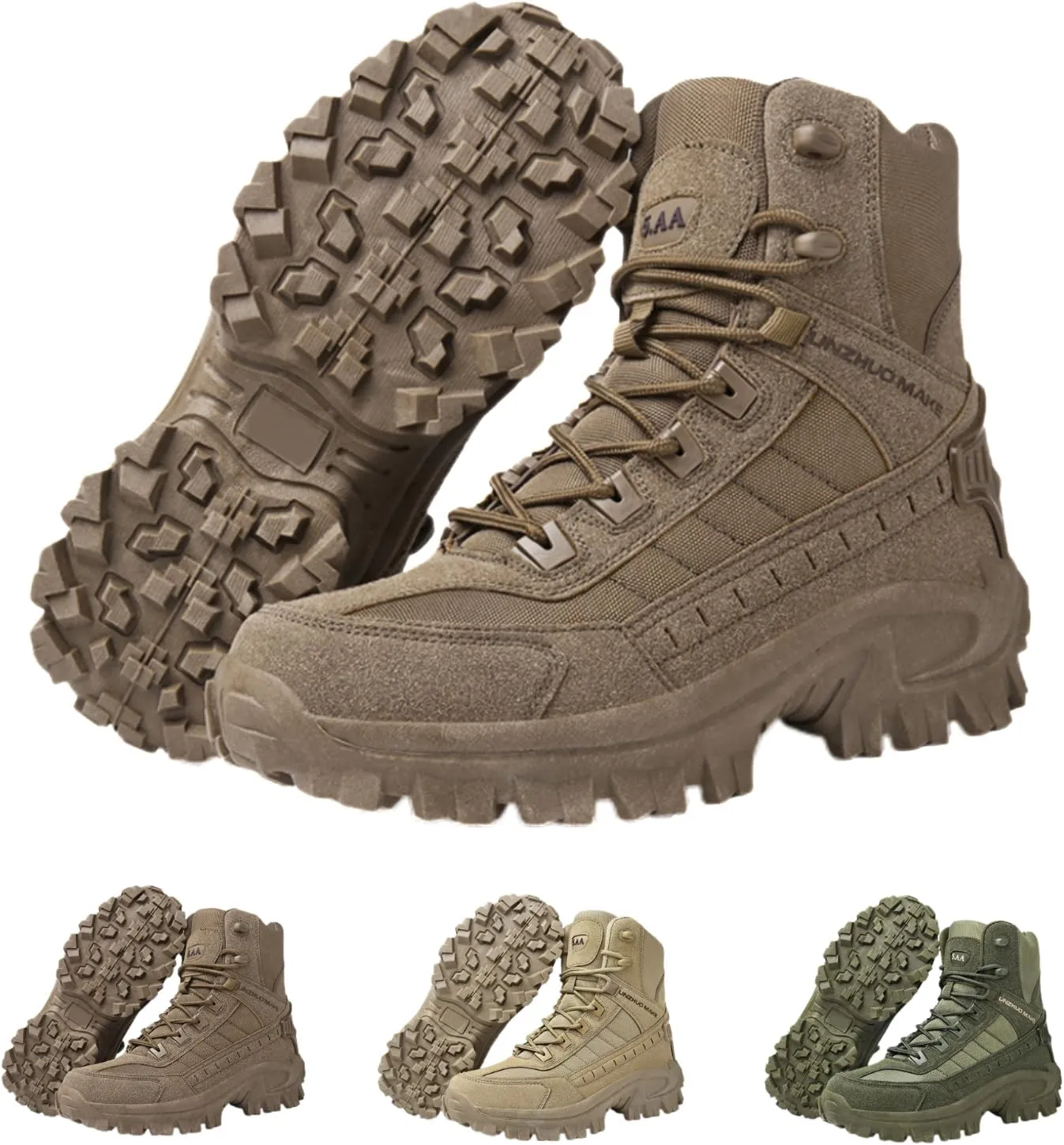 Men's Hiking Boots Fashion Side Zip High Top Waterproof Sneakers for Outdoor Adventures