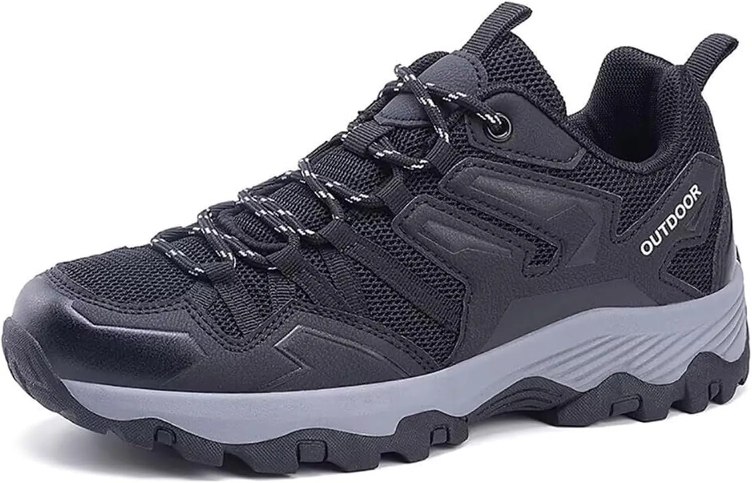 Men's Mesh Lace Up Hiking Shoes Trekking Trails Shoes Lightweight Breathable Outdoor Sports Shoes Walking Work Running Shoes for Men