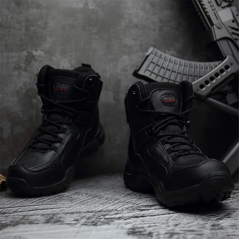 Men's Military and Tactical Combat Ankle Boots Lace up and Zipper Bootie Casual Outdoor Hiking Hunting Shoes Police Training Oxfords
