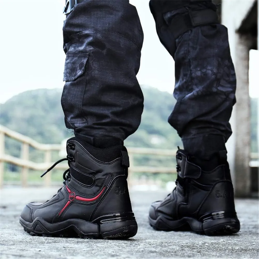 Men's Military and Tactical Combat Ankle Boots Lace up and Zipper Bootie Casual Outdoor Hiking Hunting Shoes Police Training Oxfords