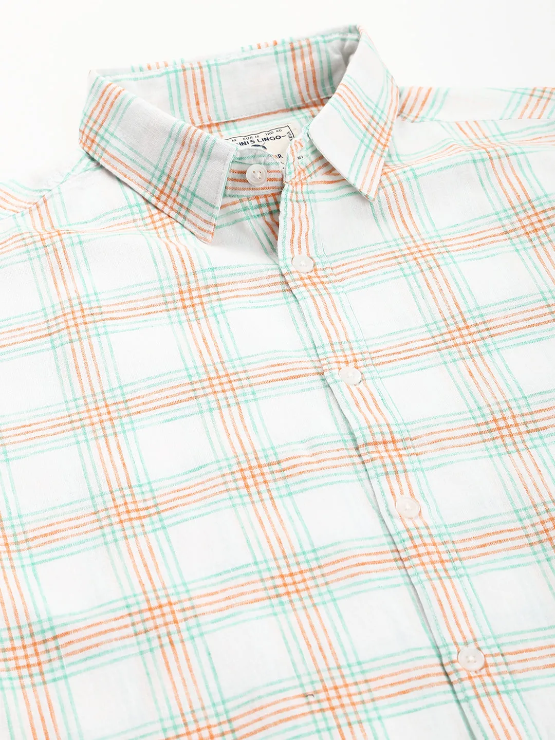 Men's Orange Slim Fit Linen Casual Shirt