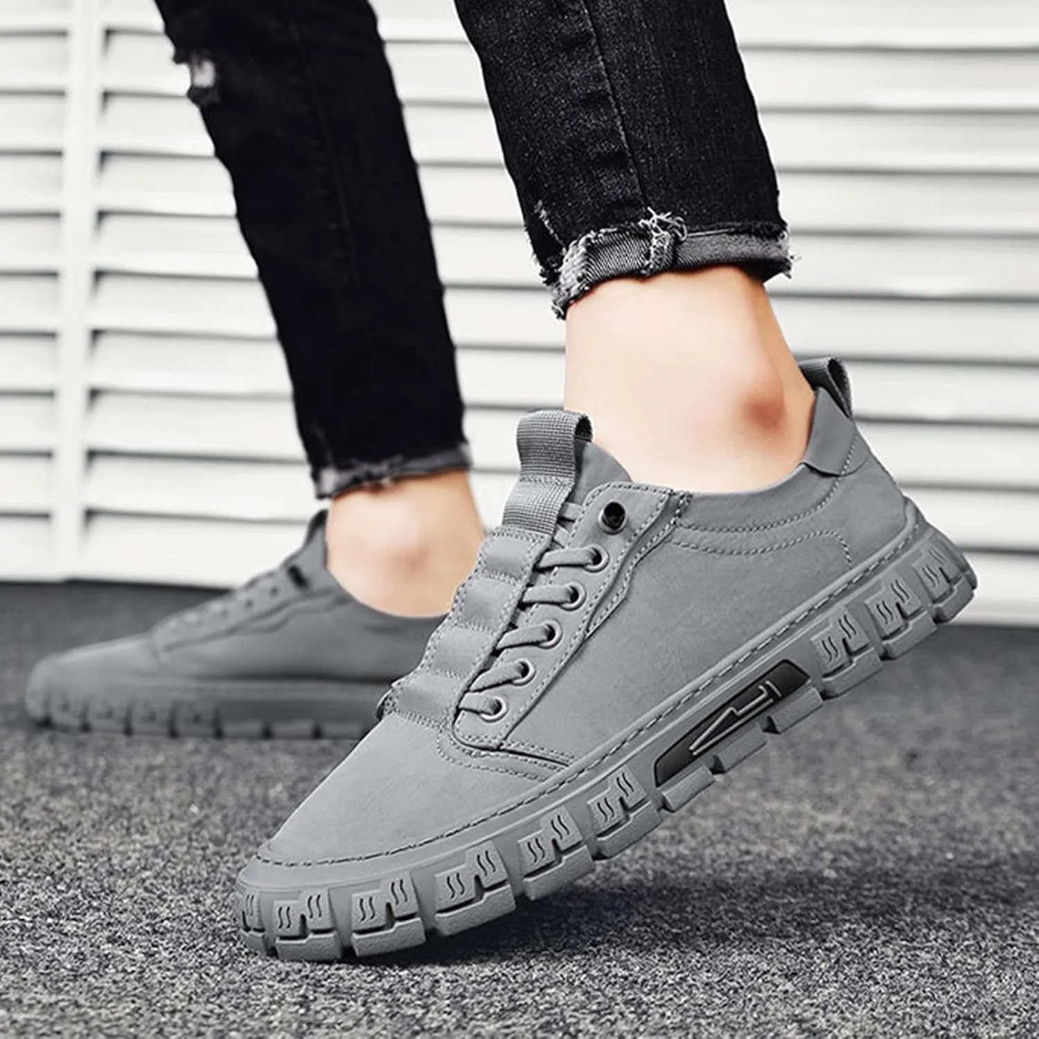 Men's Platform Fashion Sneaker,Comfortable Breathable Lace-Up Low-top Height Non-Slip Outdoor Travel Hiking Sport Jogging Skateboarding Flat Shoes Hiking Shoes