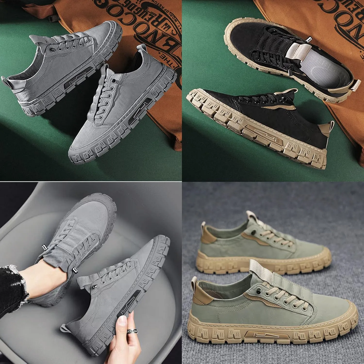 Men's Platform Fashion Sneaker,Comfortable Breathable Lace-Up Low-top Height Non-Slip Outdoor Travel Hiking Sport Jogging Skateboarding Flat Shoes Hiking Shoes