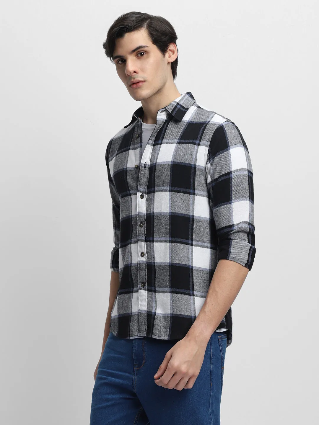 Men's Regular Collar Slim Fit Solid White Casual Shirts