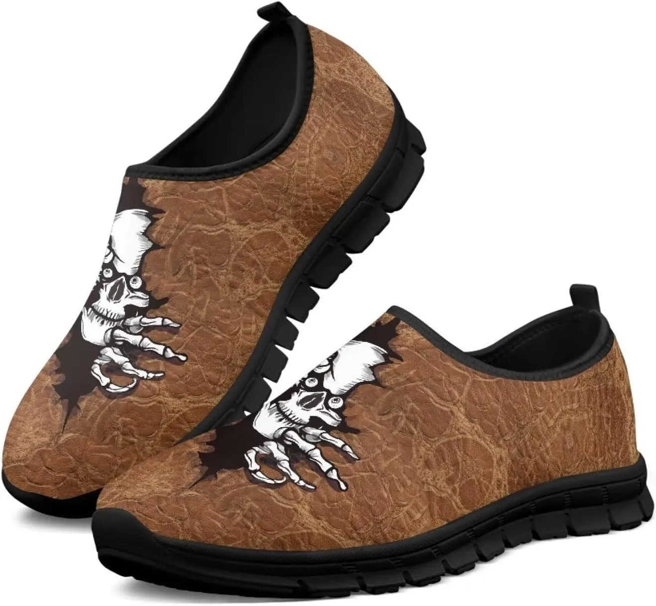 Men's Slip On Casual Shoes Low Top Skeleton Skull Sports Sneakers Non Slip Comfortable Outdoor Walking Running Shoes