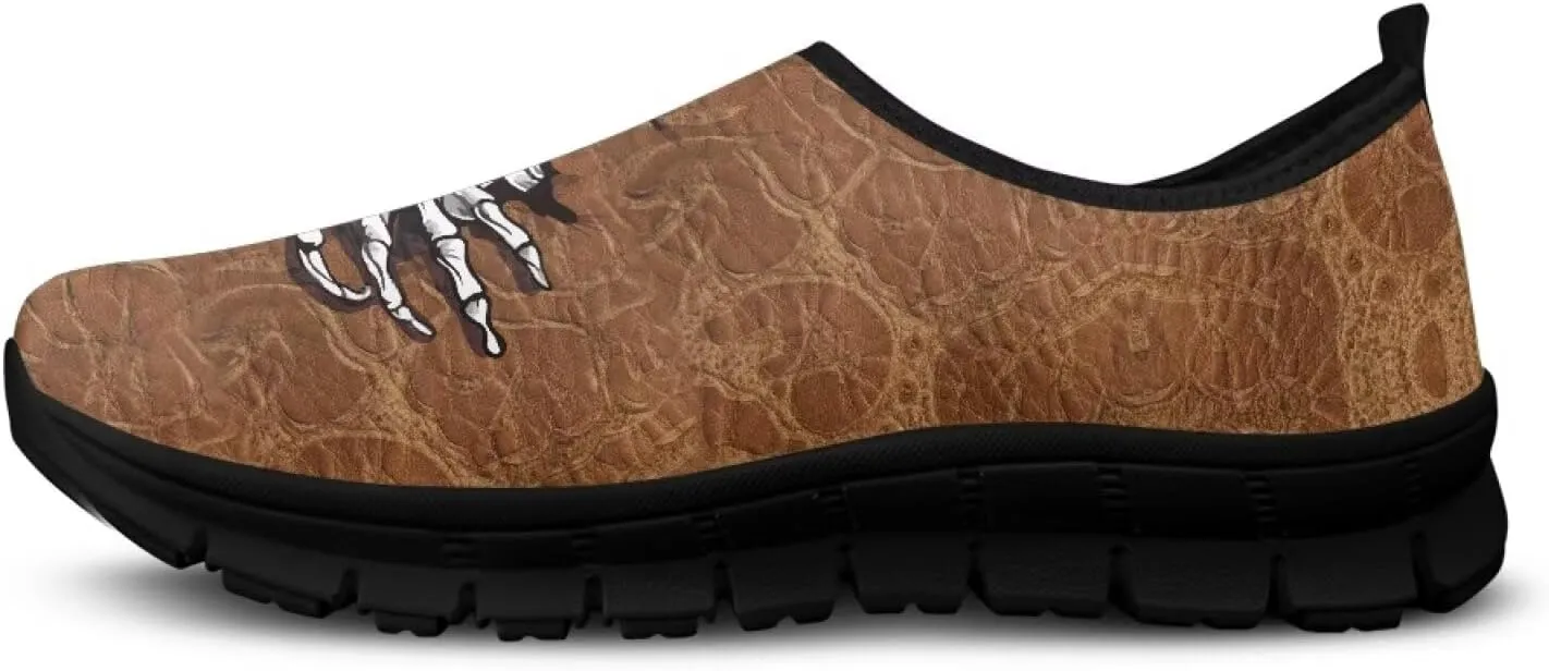 Men's Slip On Casual Shoes Low Top Skeleton Skull Sports Sneakers Non Slip Comfortable Outdoor Walking Running Shoes