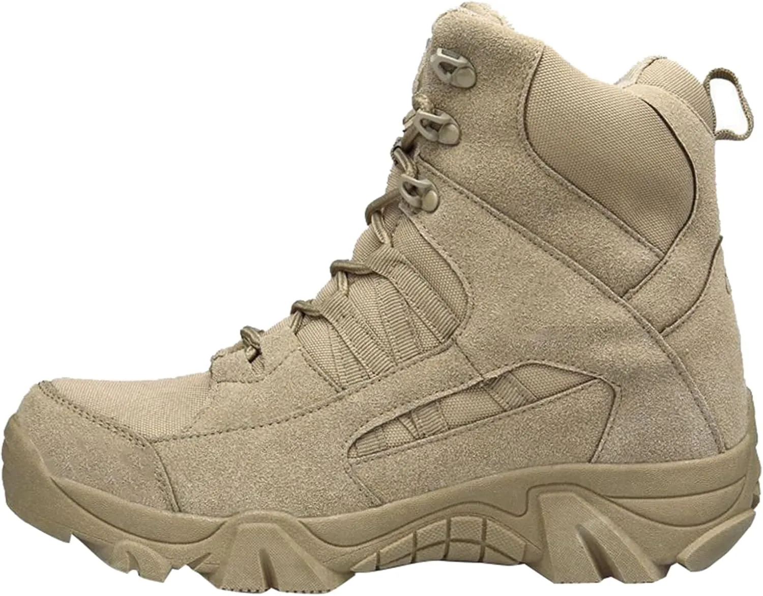Men's Tactical Boots, Anti Slip Outdoor Hiking Combat Boots, Lightweight Waterproof Mountain Climbing Boots, Side With Zipper