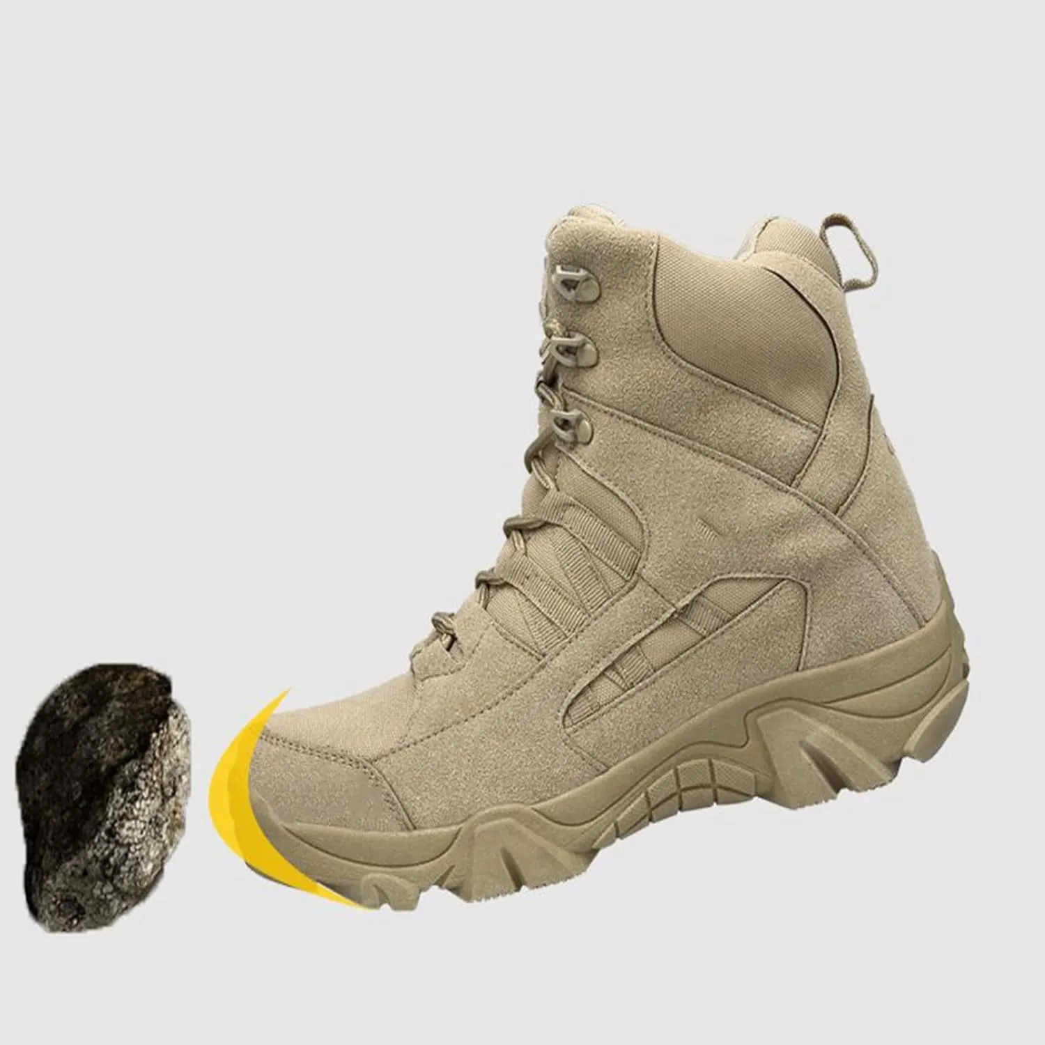 Men's Tactical Boots, Anti Slip Outdoor Hiking Combat Boots, Lightweight Waterproof Mountain Climbing Boots, Side With Zipper