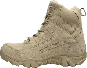 Men's Tactical Boots, Anti Slip Outdoor Hiking Combat Boots, Lightweight Waterproof Mountain Climbing Boots, Side With Zipper