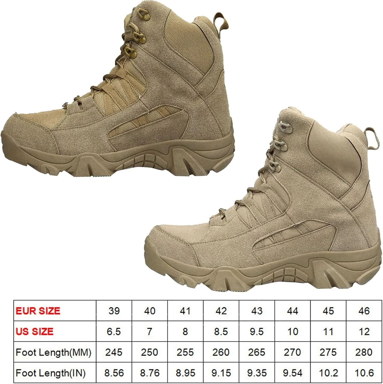 Men's Tactical Boots, Anti Slip Outdoor Hiking Combat Boots, Lightweight Waterproof Mountain Climbing Boots, Side With Zipper