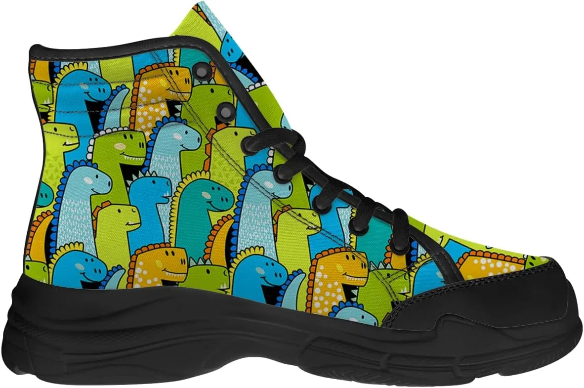 Men's Women's Dinosaur High Top Sneakers Lace-Up Canvas Shoes Gifts for Women Men