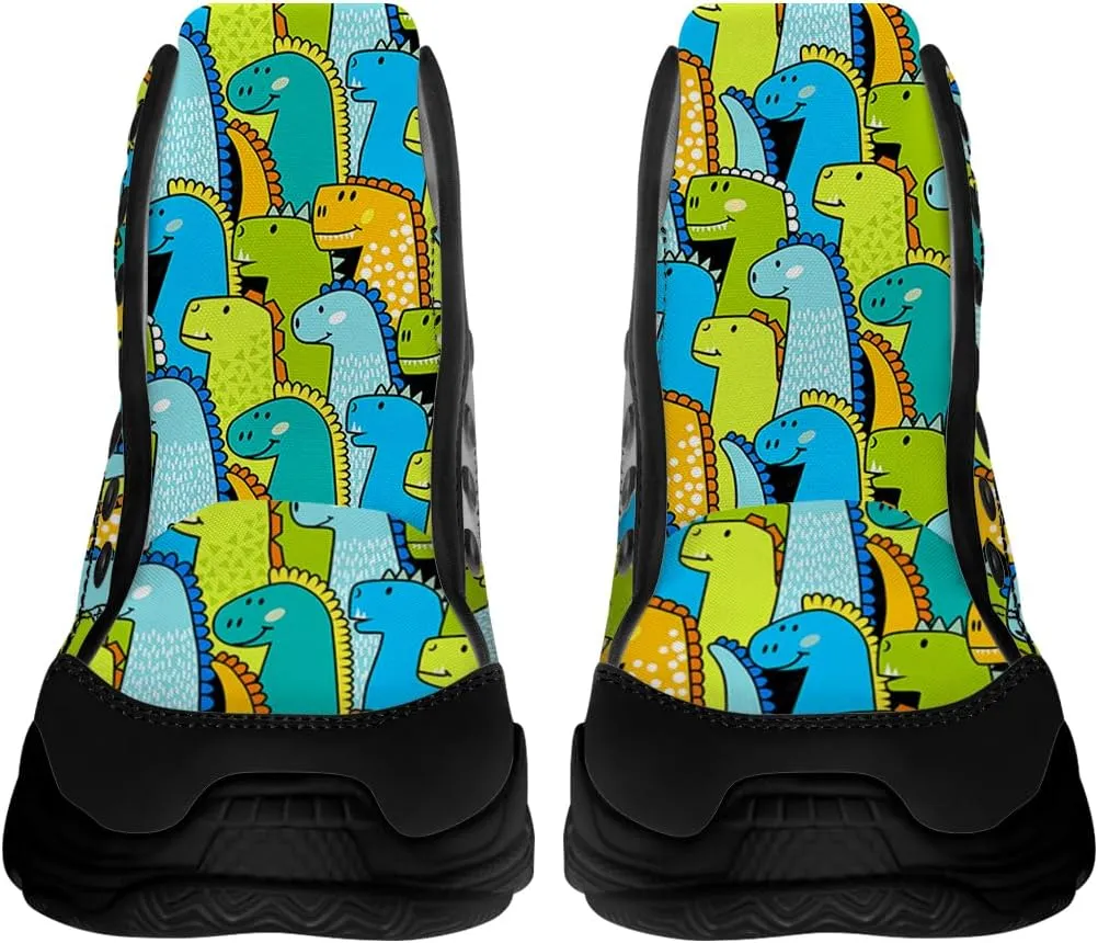 Men's Women's Dinosaur High Top Sneakers Lace-Up Canvas Shoes Gifts for Women Men