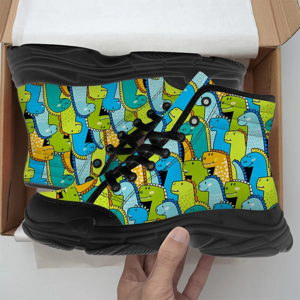 Men's Women's Dinosaur High Top Sneakers Lace-Up Canvas Shoes Gifts for Women Men