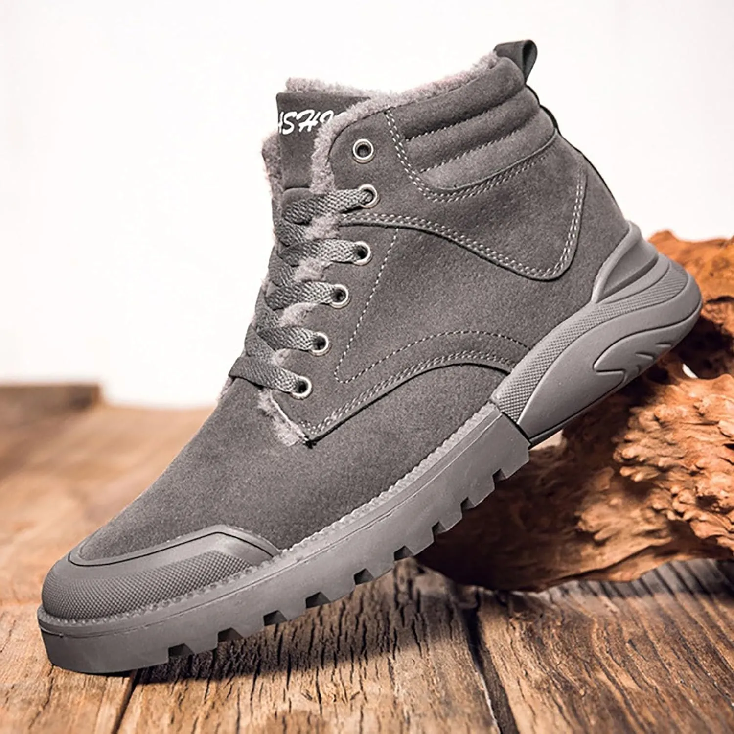 Mens Work Boots Slip On Hiking Sneakers Fur Lined Ankle Boot Women Safety Toe Shoes Slip Resistant Composite Safety Toe Waterproof Industrial Casual Hike Grounded Footwear