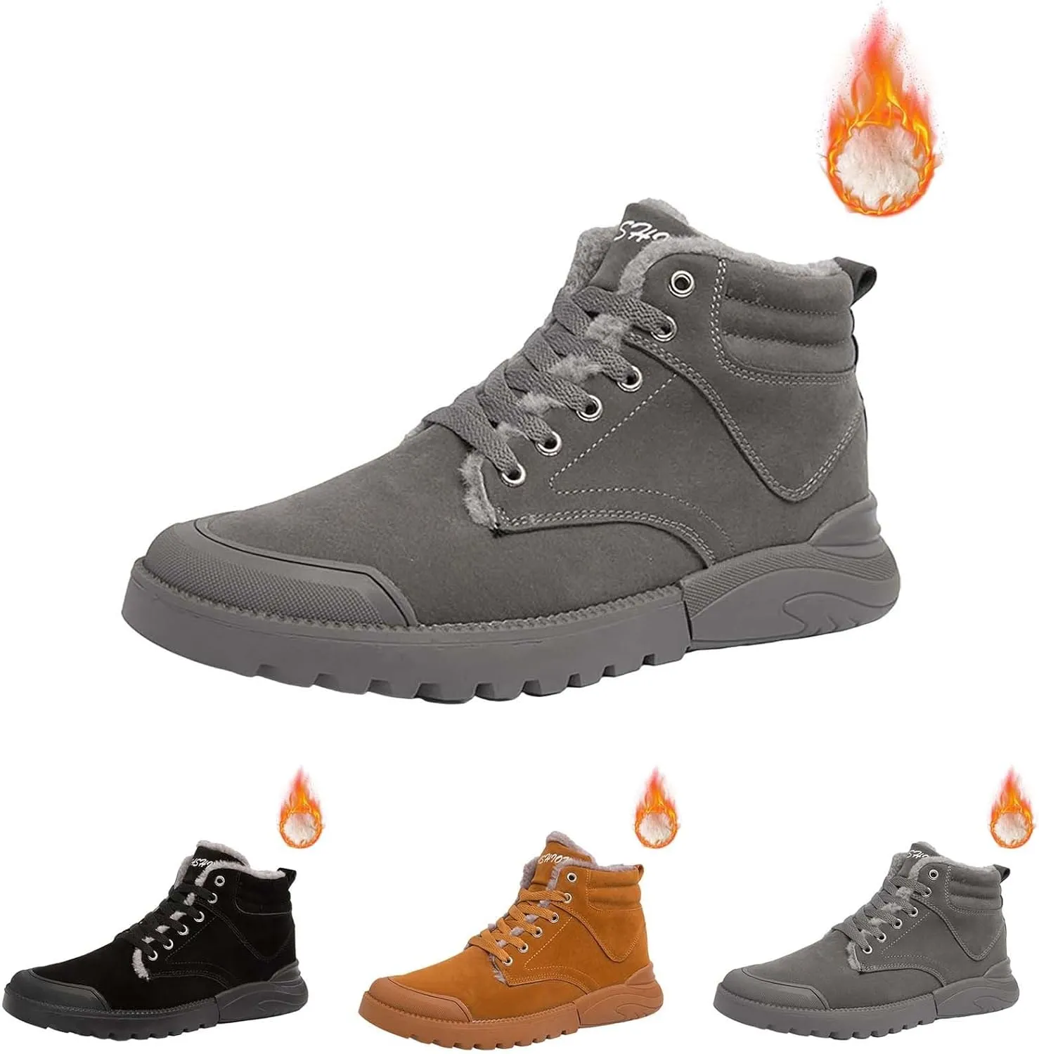Mens Work Boots Slip On Hiking Sneakers Fur Lined Ankle Boot Women Safety Toe Shoes Slip Resistant Composite Safety Toe Waterproof Industrial Casual Hike Grounded Footwear
