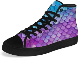 Mermaid High Top Canvas Shoes for Men Women Mermaid Scales High Top Sneakers Lace Up Casual Shoes Gifts for Boys Girls