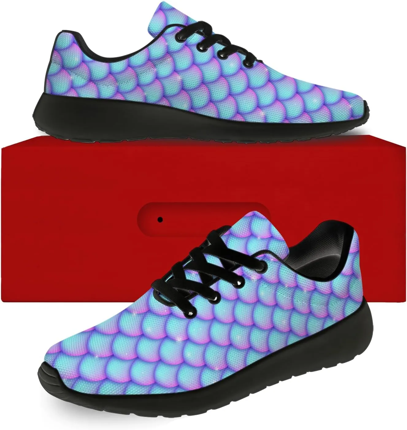 Mermaid Skin Print Shoes Lightweight Comfort Running Tennis Walking Sneakers Gifts for Girls Girlfriend