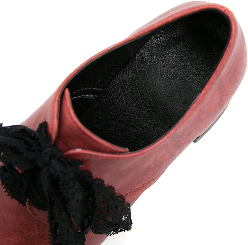 MIOKE Women's Fashion Lace Up Pump Oxfords Square Toe Suede Comfort Chunky Mid Heels Vintage Dress Shoes