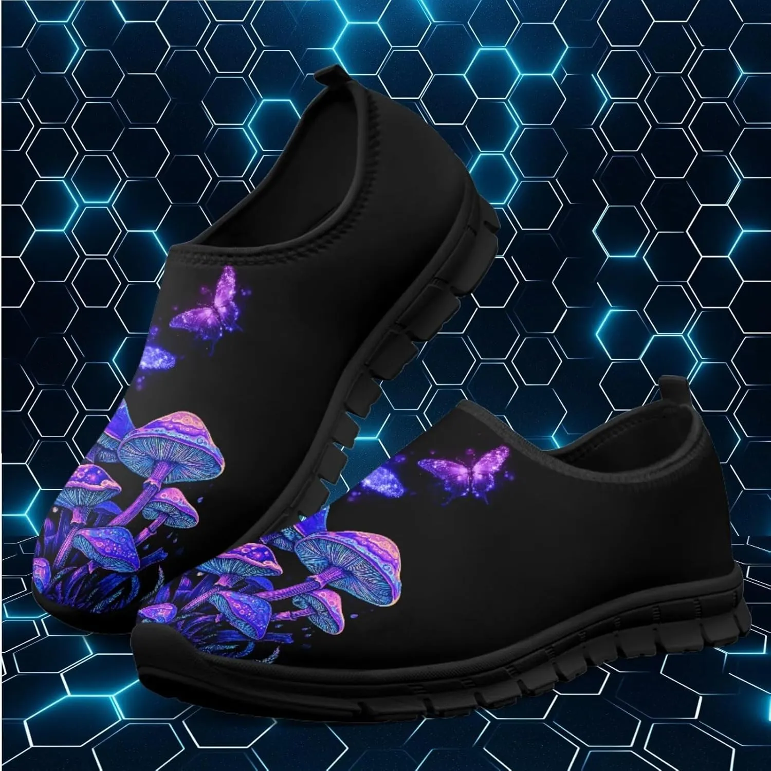 Mushroom Shoes for Women Slip On Casual Walking Sneakers Breathable Lightweight Athletic Running Shoes Mesh Non Slip Gym Workout Shoes