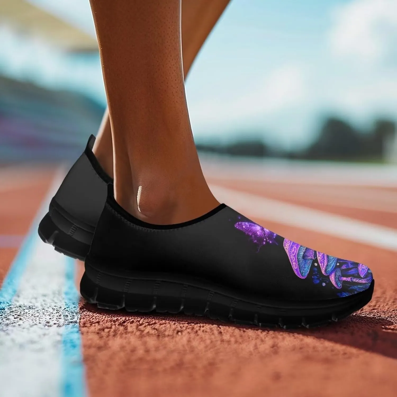Mushroom Shoes for Women Slip On Casual Walking Sneakers Breathable Lightweight Athletic Running Shoes Mesh Non Slip Gym Workout Shoes