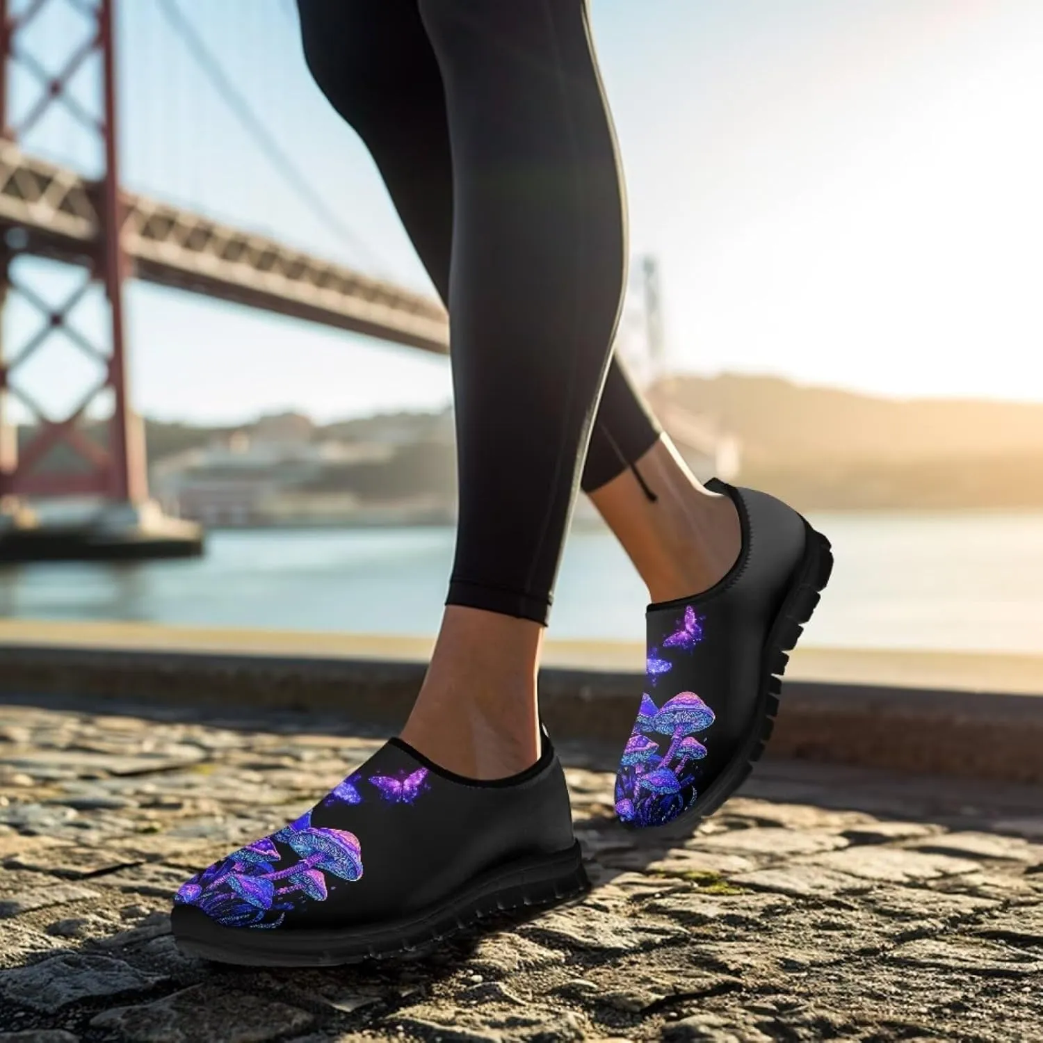 Mushroom Shoes for Women Slip On Casual Walking Sneakers Breathable Lightweight Athletic Running Shoes Mesh Non Slip Gym Workout Shoes